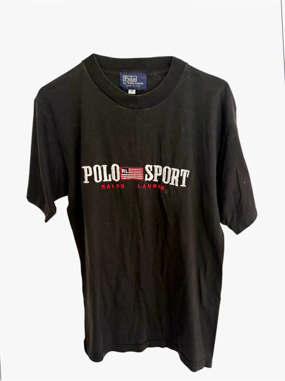 Ralph Lauren Black Polo Sport Tee with Red & White Embroidery